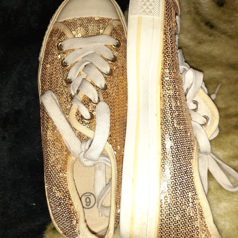 Gold sparkle sneakers